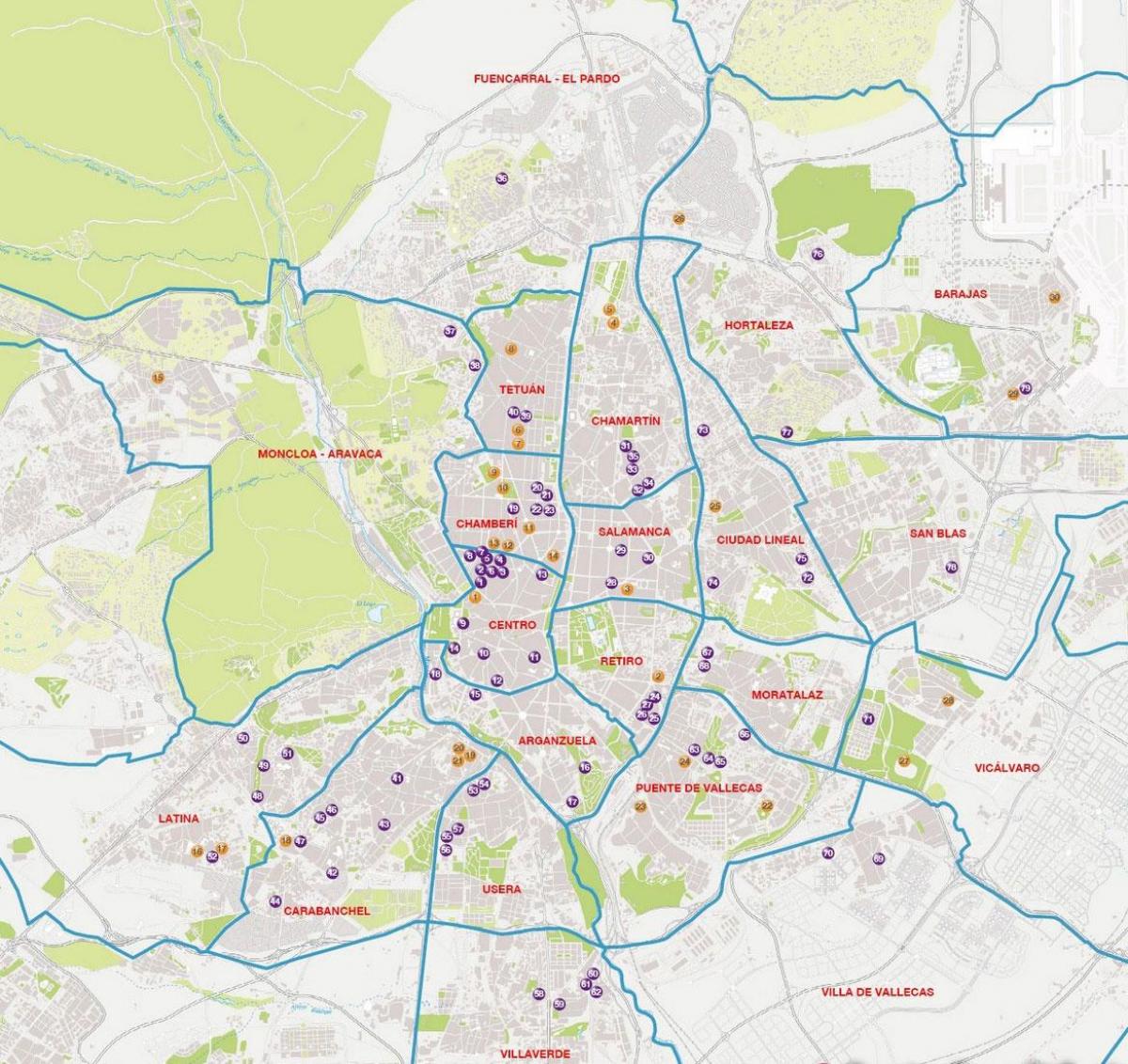 Madrid barrios haritası 