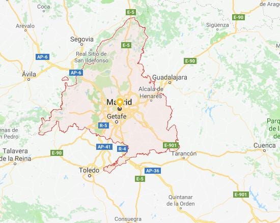 Madrid haritası ve çevre il