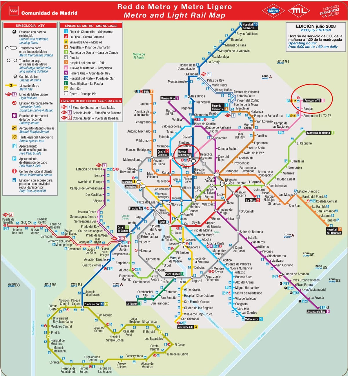 Madrid metro map havaalanı