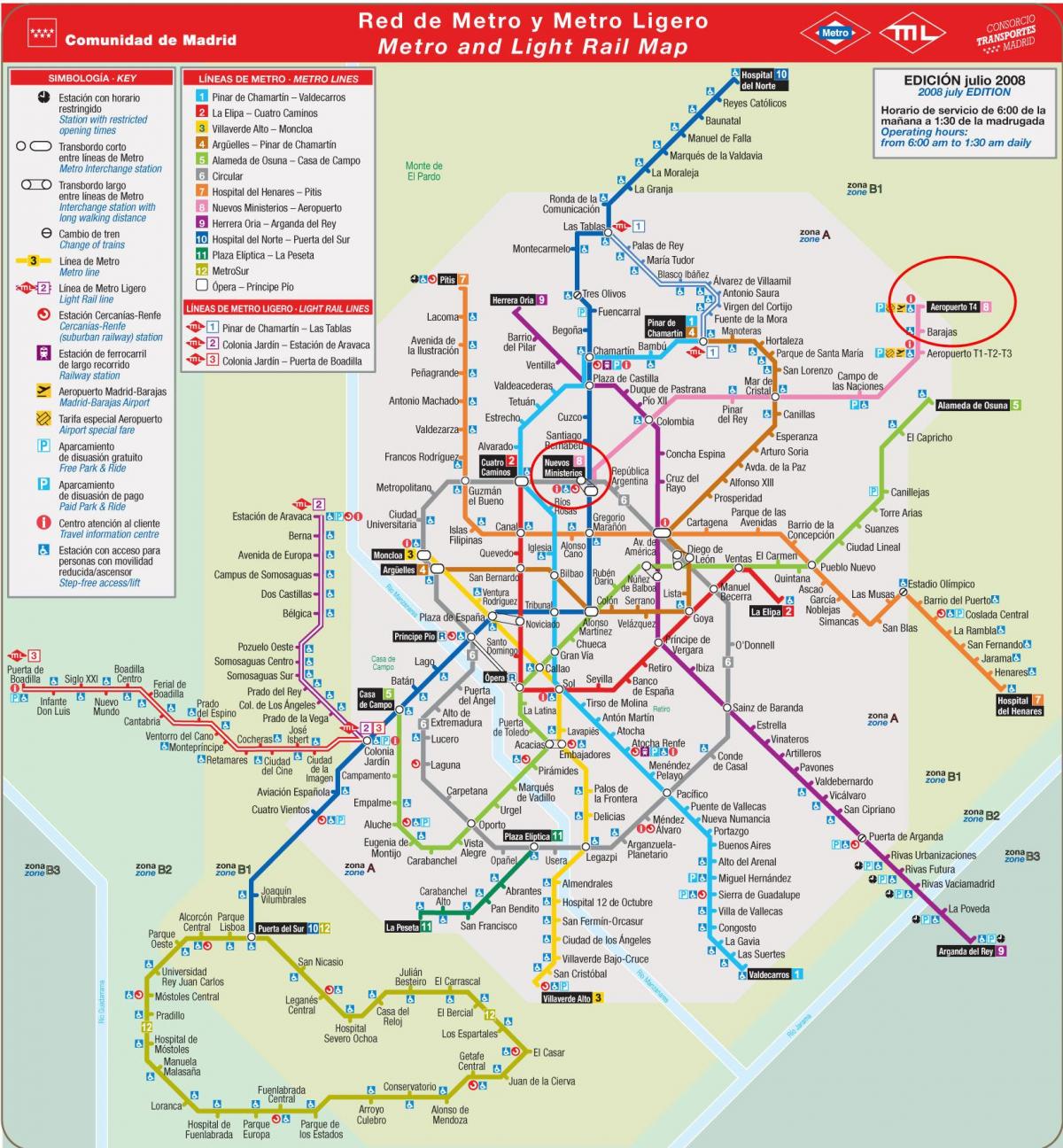 Madrid metro map havaalanı