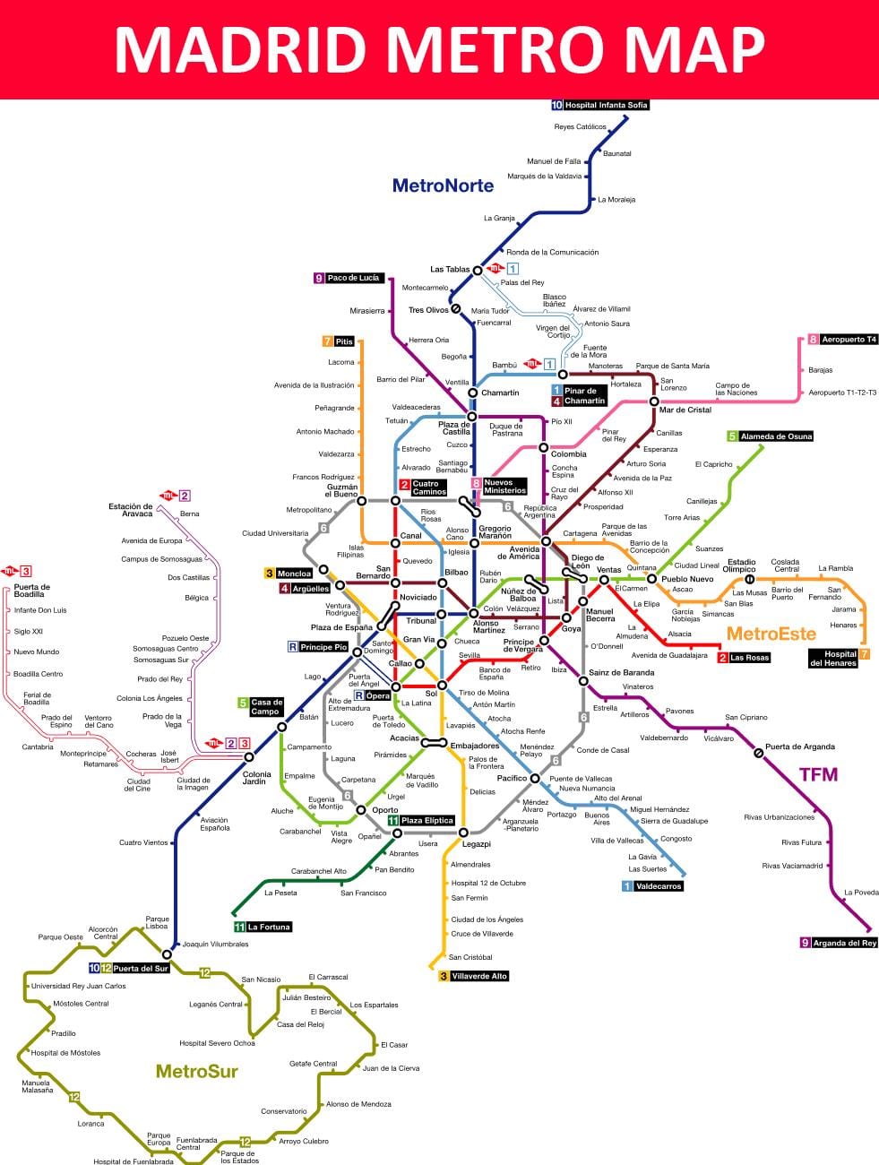 Madrid İspanya metro haritası