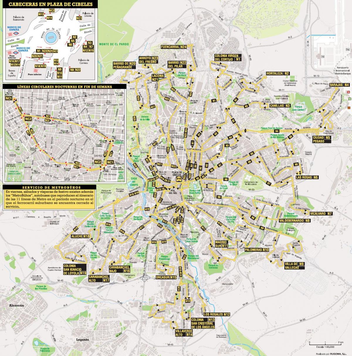otobüs güzergahları Madrid Haritayı göster