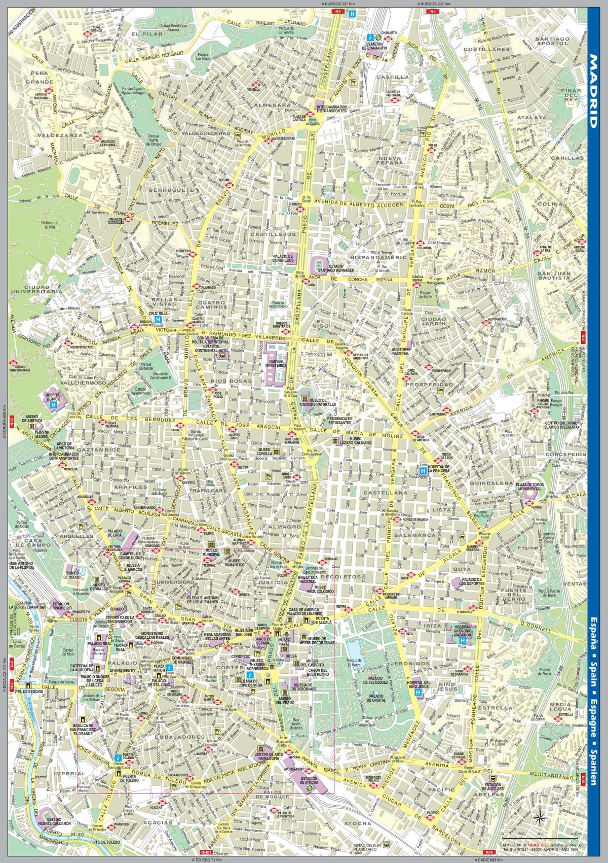Madrid şehir merkezi sokak haritası 